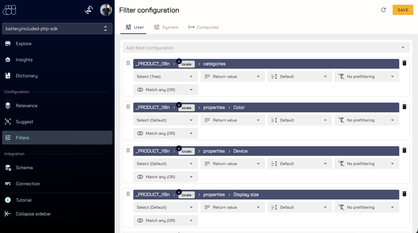 Filter configuration