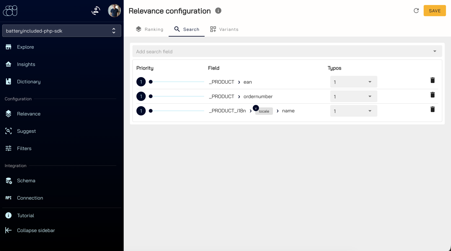 Relevance configuration